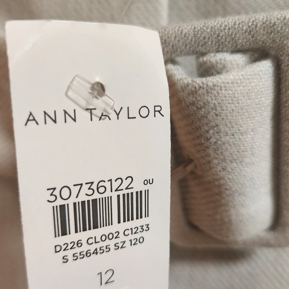 Ann Taylor Elegant Cream Dusty Blue Tapered Women's Pants - Picture 6 of 7